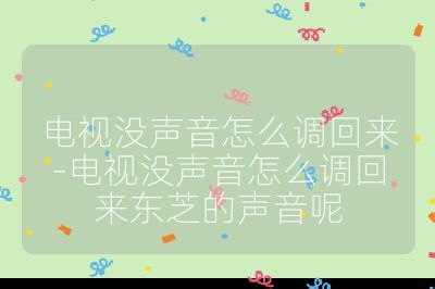 電視沒聲音怎么調回來-電視沒聲音怎么調回來東芝的聲音呢