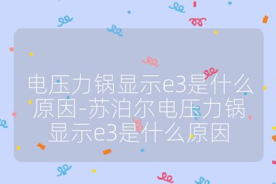 電壓力鍋顯示e3是什么原因-蘇泊爾電壓力鍋顯示e3是什么原因