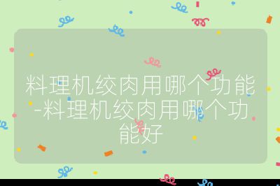 料理機絞肉用哪個功能-料理機絞肉用哪個功能好